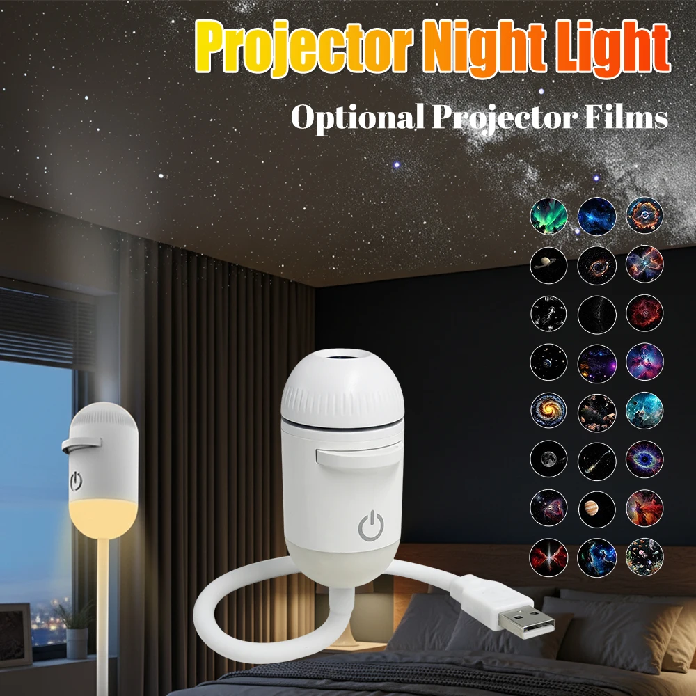 USB Mini Galaxy Star Projector with Multi-Projection Starry Sky Nightlight for Home and Kid's Room Decor