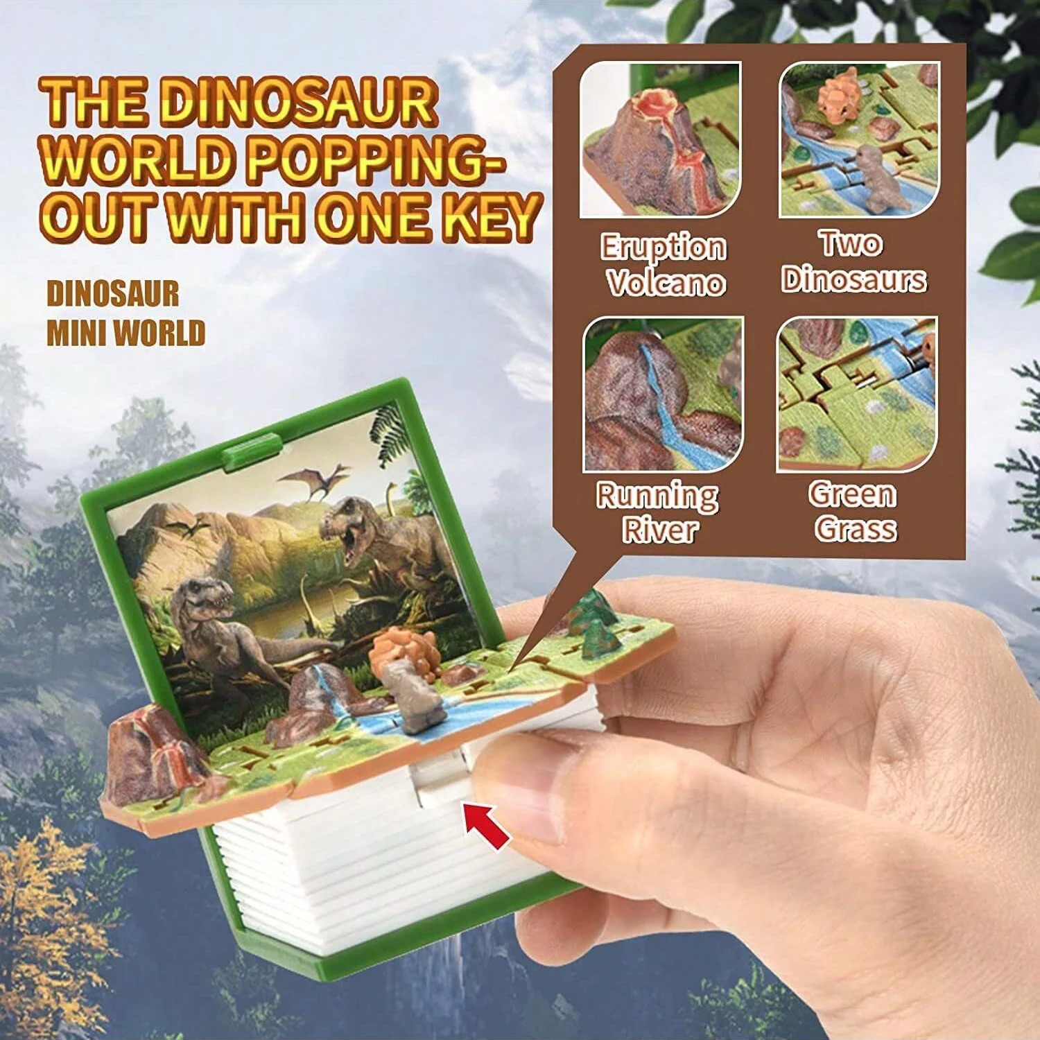 3D dinosaur folding book mini keychain space astronaut puzzle castle decompression creative toy 6