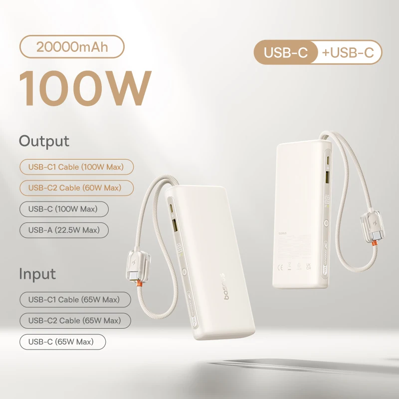100W Dual C Cable WH