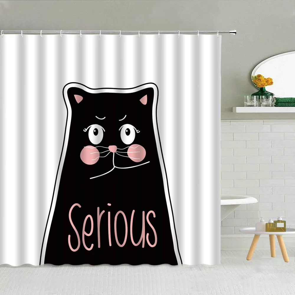 Squalo Sfondo Bianco Tenda Da Doccia Divertente Cartone Animato Animale Tigre Lupo Orso Coniglio Aquila Ragno Tende Da Bagno Set Di Decorazioni Per La