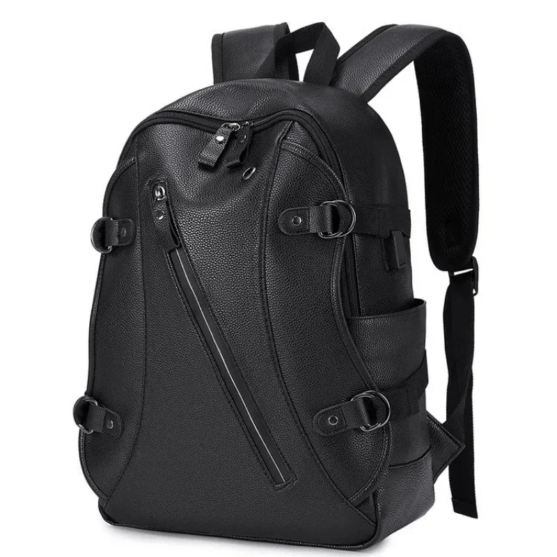 Backpack Men Multifunction USB Charging Fashion Business Casual Travel Anti-theft Waterproof Pu Laptop Backpack School