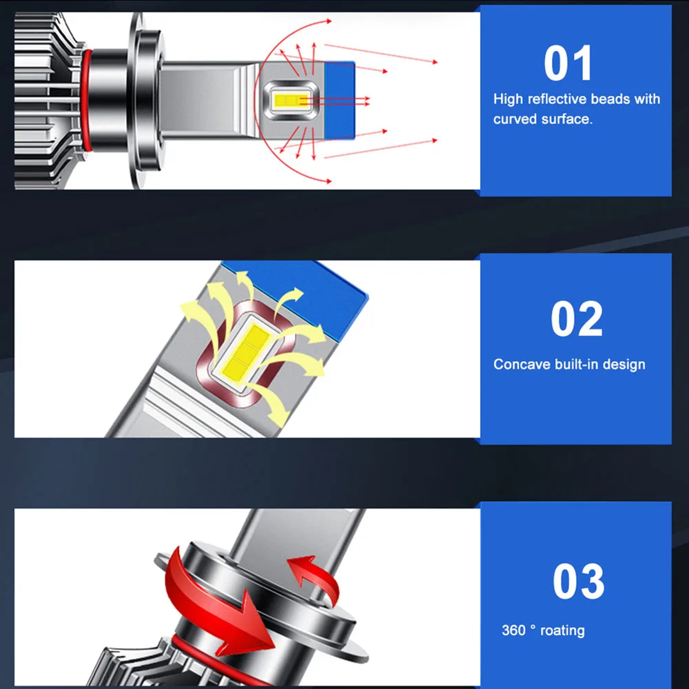 Car H7 Led Headlight bulb Motorcycle H13 H4 High Low Beam 110W 16000LM Fan 6000k Auto Led Fog Lamp K11 CSP Chip Canbus Light