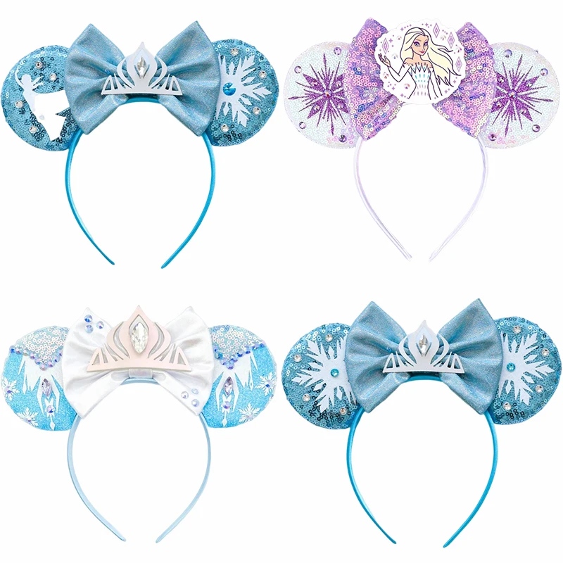Disney Elsa Olaf Hair Band Girls Frozen Headband Kids Snowflake Sequins Hairbands Crown Cosplay Princess Anna Hair Accessories disney frozen elsa princess designer