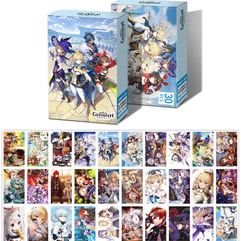 30Pcs/Box Game Genshin Mini Postcard Lomo Cards Photo Card Fans Gift Collection kids Stationery gift kpop photo cards clover postcard