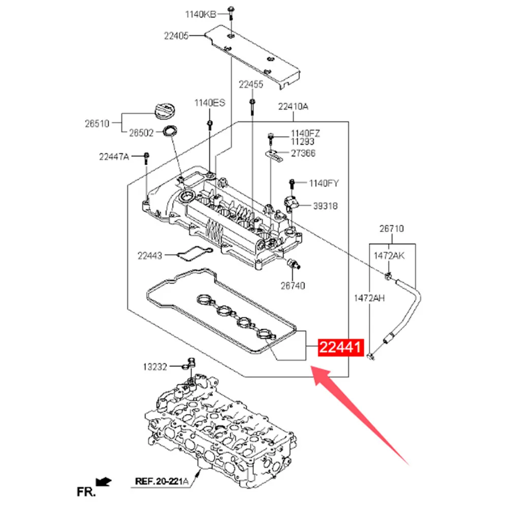 For HYUNDAI ACCENT CRETA ELANTRA SOLARIS VELOSTER ix25 VERNA KIA CEED RIO SELTOS KX3 Valve Cover Gasket 224412B800 Seal Parts