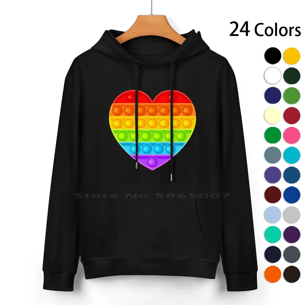

Fidget Pop It Rainbow Heart Love Pure Cotton Hoodie Sweater 24 Colors Pop It Pop Pop It Love Pop It Fidget Pop Pop It Rainbow