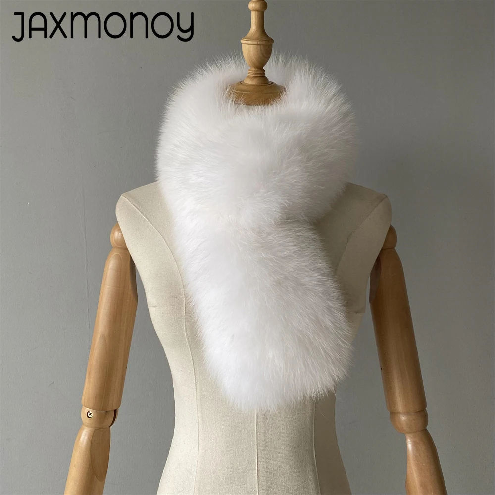 

Jaxmonoy Real Fox Fur Scarf for Women Winter Thick Warm Natural Fur Collar Ladies Fashion Luxury Fox Fur Neck Warmers 2024 New