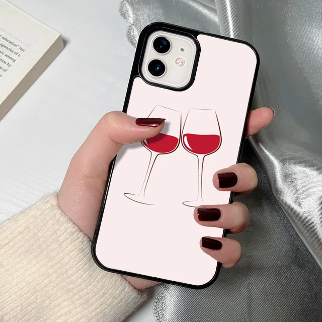 Elegant Red Wine Glass Phone Case - Stylish Protective Back Cover Shell