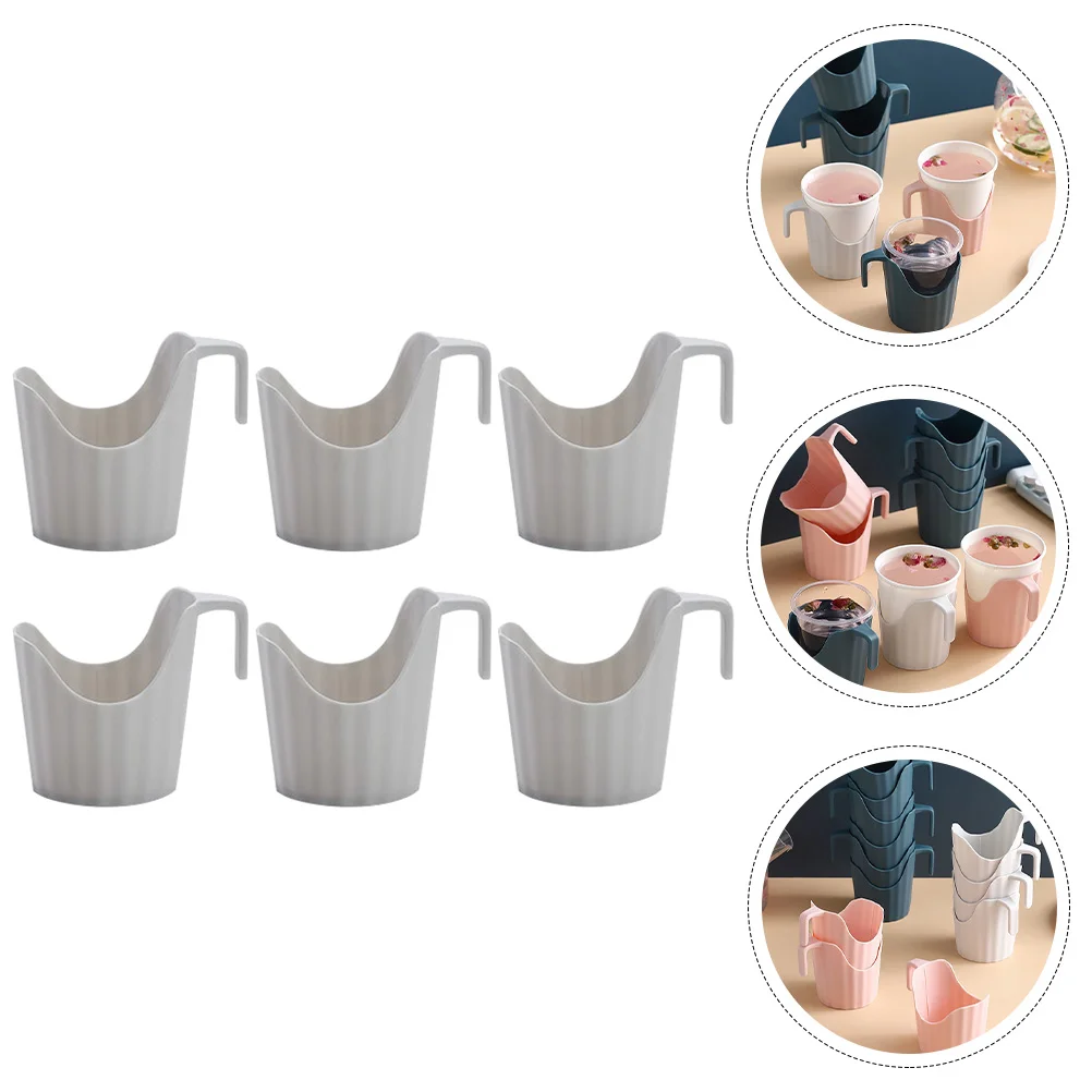 6 Pcs Cup Holder Anti-scalding Coaster Office Coffee Paper Outdoor Holders For Takeout Beverages White Tea