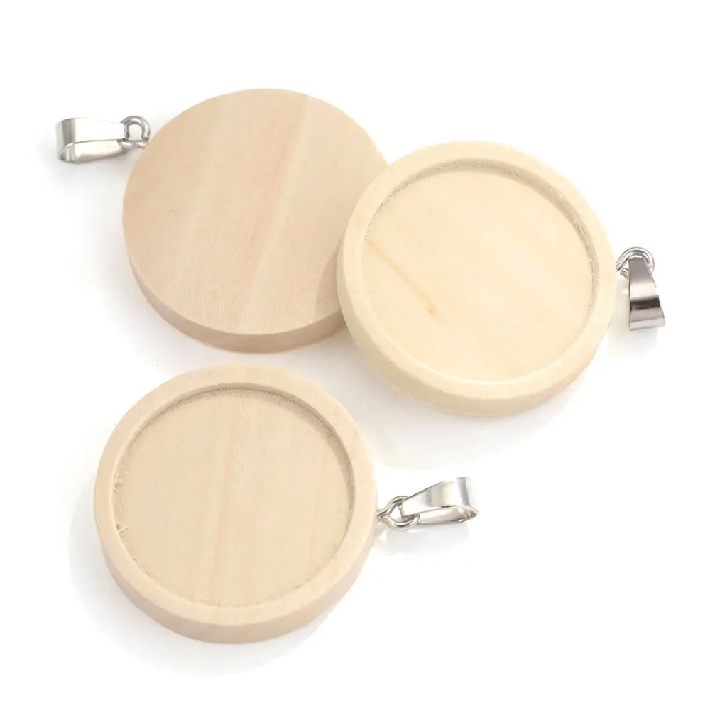 10 stücke Holz Runde Cabochon Basis Tablett Einfassungen Blank Einstellung Für Schmuck Machen Cabochon Cameo Schmuck Charms Harz Blank Diy – Detail 4