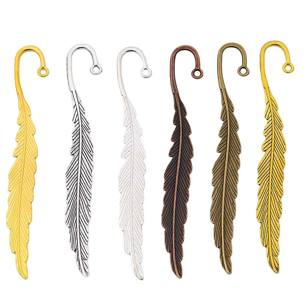 Blatt-Pflanzen-Lesezeichen aus Metall, Marque de Page, Gold, Kupfer, Bronze, Silberton, Schmuck, DIY-Zubehör, 113 x 16 mm
