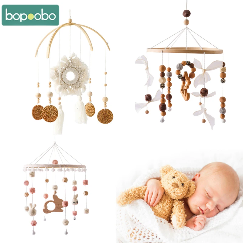 NewbornCribWoodBedBellRattlesToysMobileToddlerBaby012Months