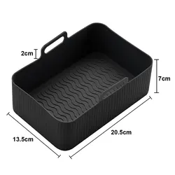Silicone Reusable Air Fryer Baking and Cooking Tray (Large - Black)