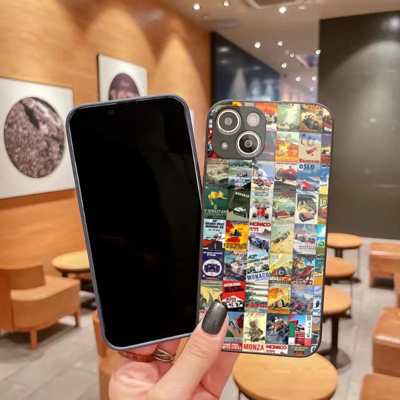 Custodia Per Telefono Grand Prix Vintage Monaco Per Iphone 14 13 12 11 Pro Max X Xr Xs 8 7 Plus Cover Per Telefono Color Vetro Liquido