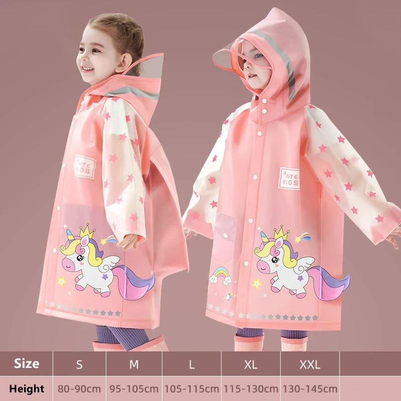 Waterproof Raincoat Unicorn children's raincoat Waterproof children's dinosaur raincoat jacket backpack position student
