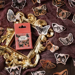 46Pcs/Box Vintage Stickers Butterfly Space Letter Retro Art Pegatina Planner Book Diary DIY Decorative Sealing Decals Stationery