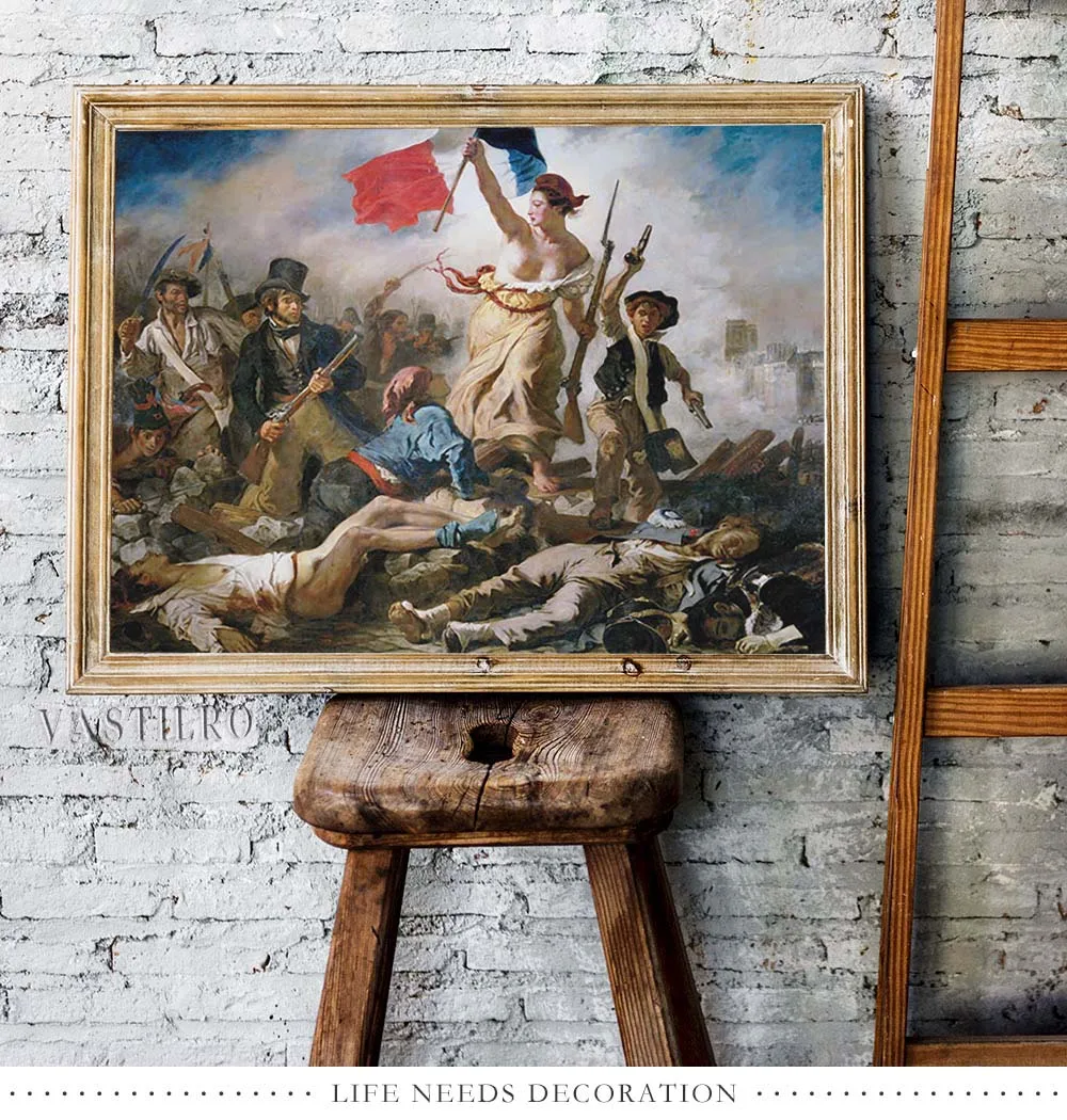 Liberty Leading the People by Eugene Delacroix, Canvas Art Print, la