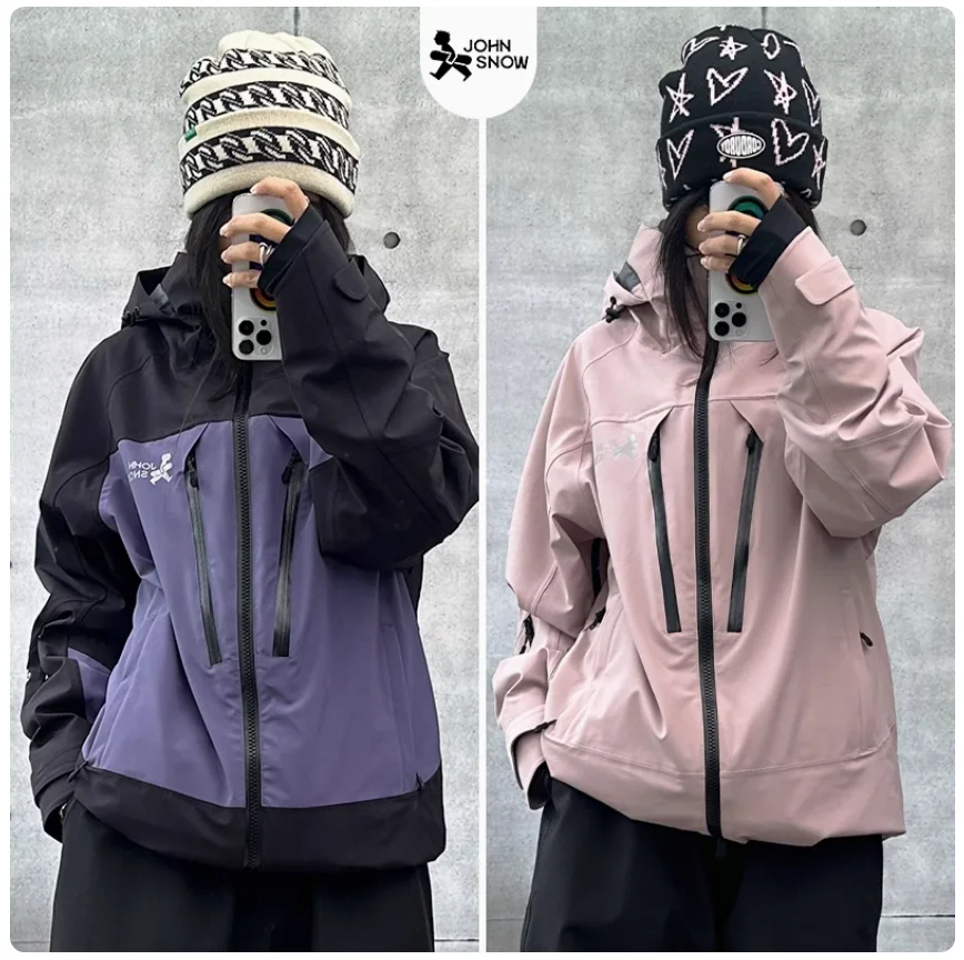 John Snow Warm Waterproof Ski Jacket For Men And Women Professional Fashion Skiing Snowboarding Coat Snow Hooded Outdoor Jacket