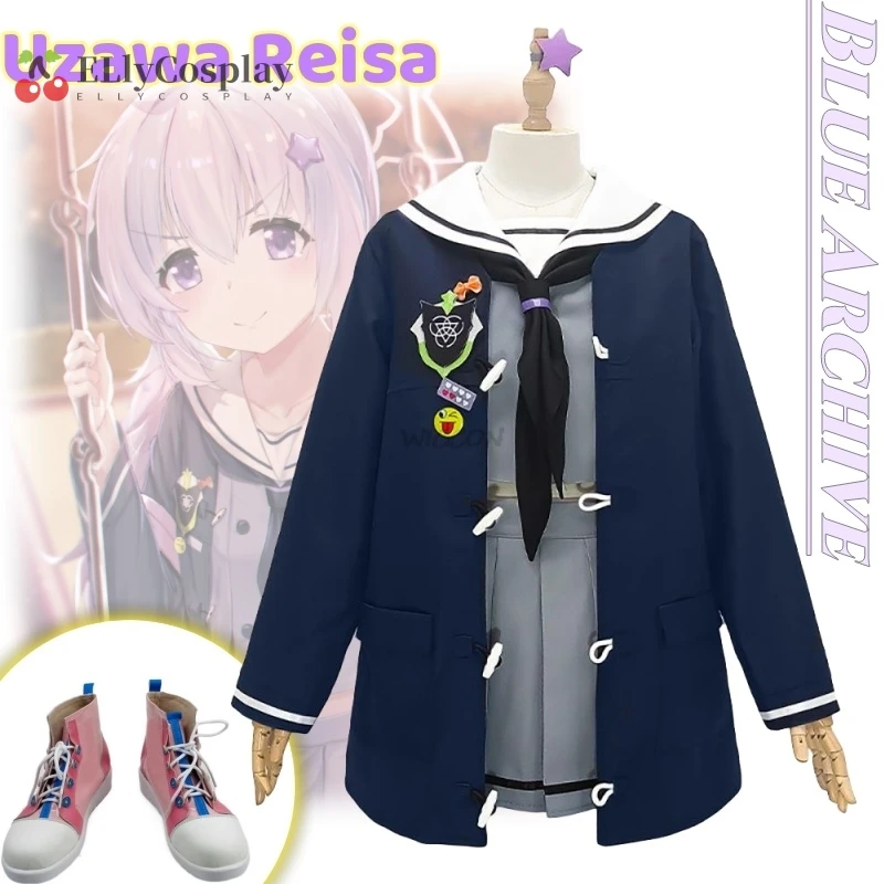 

Uzawa Reisa Anime Game Blue Archive Cosplay Costume Clothes Shoes Uniform Cosplay Uzawa Reisa School Uniform Halloween Party