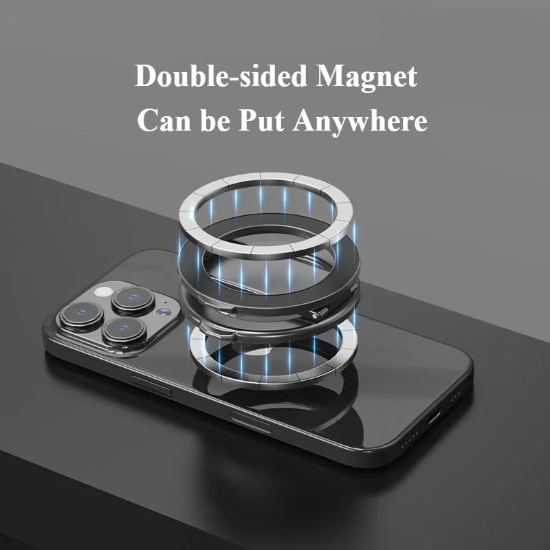 Double-sided Magnetic Phone Ring Holder for IPhone 14 15 16Pro Max Foldable Stand ForMagSafe Compatible Mobile Phone Accessories