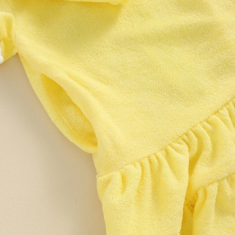 Pudcoco Toddler Girl Swim Cover Up Dress Short Long Sleeve Zip Up Hooded Bating Towel Beachwear Terry Bathrobe Swimwear 1-8T