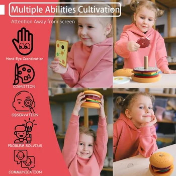 Wooden Burger Sandwich Stacking Toy 5