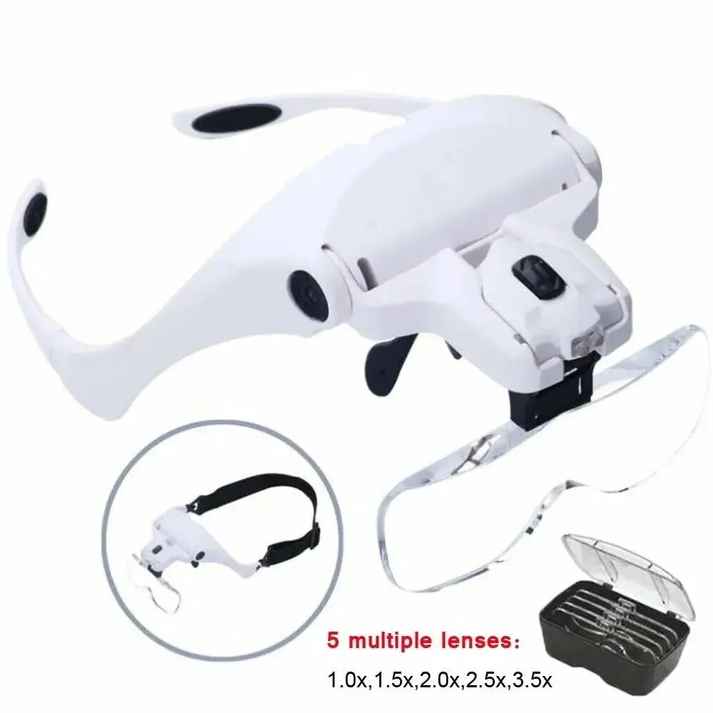 Magnifying Glasses LED Light Lamp Head Loupe Jeweler Headband Magnifier Eye Glasses Optical Glass Tool Repair Reading Magnifier magnifying glass