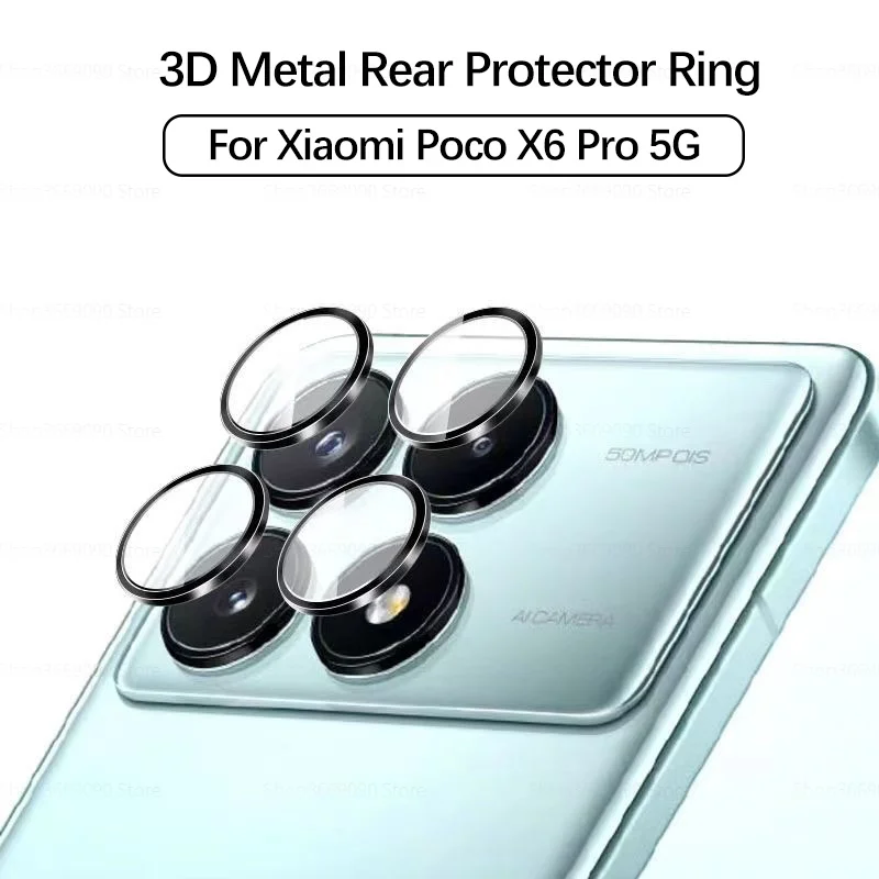 Vetro Di Protezione Per Fotocamera 3D Per Xiaomi Poco X6 Pro 5G Hd Lente In Vetro Temperato Anello Posteriore In Metallo Su Poko Little X6Pro X 6 Pro 