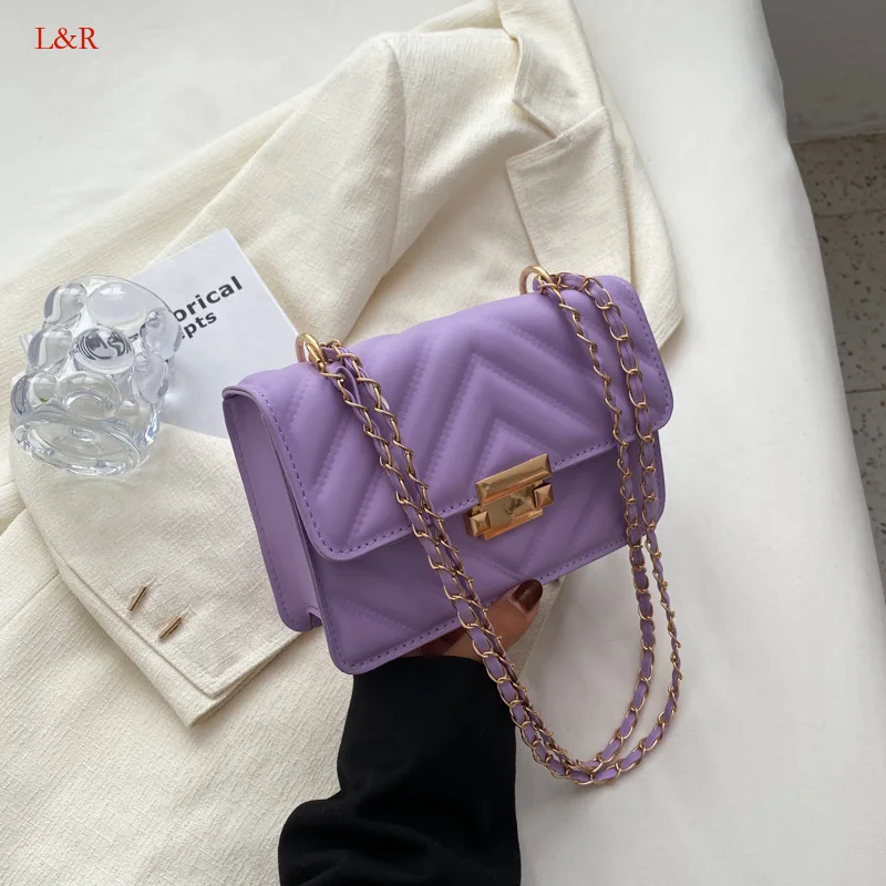 

Purple Trendy Shoulder Bag,Mini Chevron Quilted Flap Chain Square Bag Quality Crossbody Bag,Handbags For Women