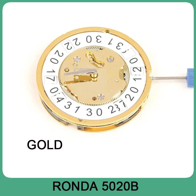 

Swiss brand new RONDA 5020.B movement gold color five hands watch movement parts