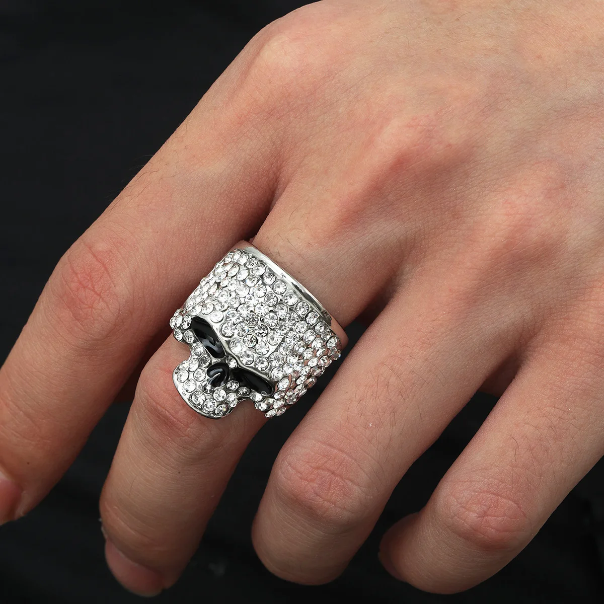 The Rock|men's Skull Ring - Austrian Crystal Rhinestone