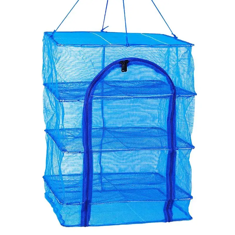 

Drying Net Drying Rack 4 Layers Folding Fish Mesh Hanging Drying Fish Net For Shrimp Fish Fruit Vegetables With Two-way Zippers