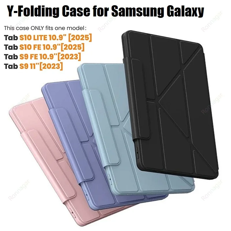 Slim Folio Stand Tablet Cover with Y-Folding Design and Multi-Angle Viewing, Auto Wake/Sleep Function,