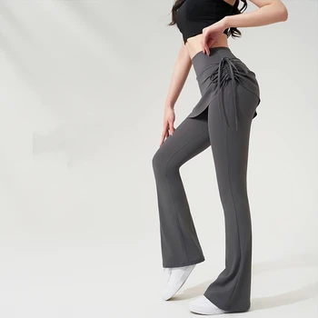 Yoga Bell-bottom Pants Fake Two-piece Skirt Pants High Waist Hip Lift Tight Body Anti-exposure Pilates Sports Fitness Leggings 1