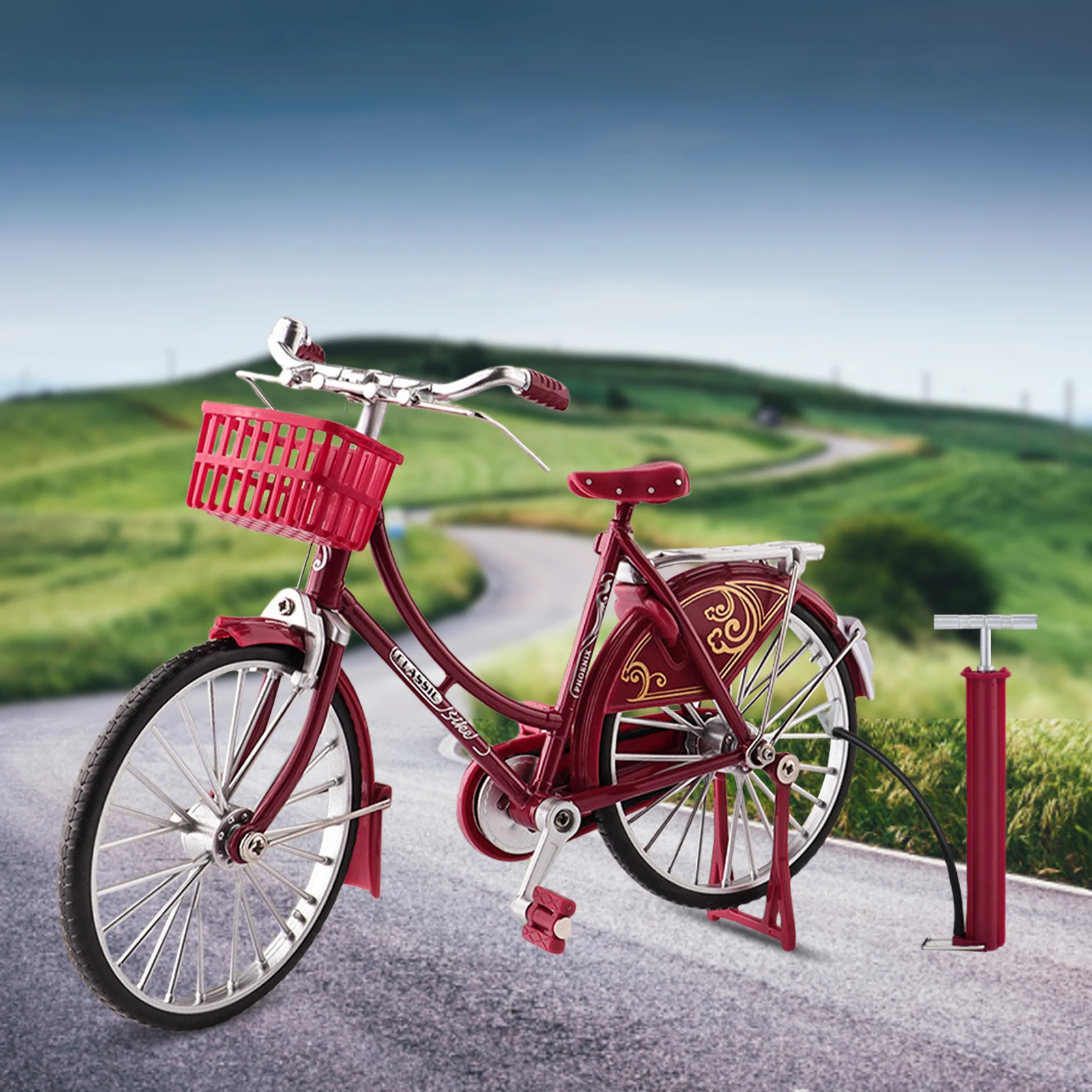 ミニチュアの金属製自転車モデル,ミニ合金,日曜大工,クラシック