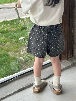 شورت بناتي بولكا دوت جينز ، النسخة الكورية من شورت صيفي غير رسمي ، بنطلون عصري لمدة خمس دقائق ، من 2 إلى 8 سنوات 3