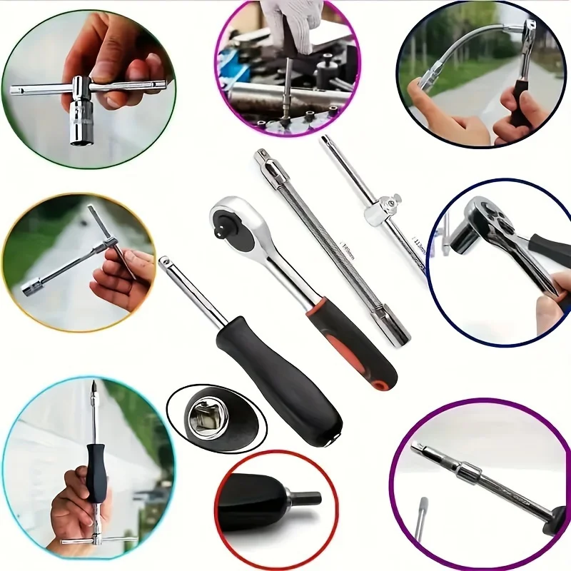 46/53pcs Car Repair Tool Kit 1/4-Inch Socket Set Ratchet Torque Wrench Combo Auto Repairing Set Mechanic car repair tools socket wrench set