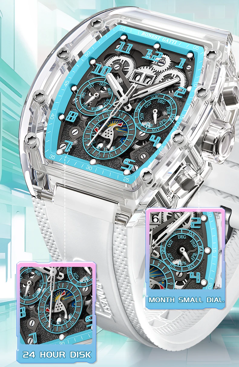 BONEST GATTI Men Automatic Watch multi dial display
