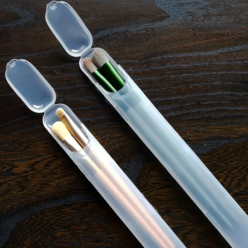 Clear Plastic Makeup Brush Organizers - Lightweight Travel Case with Freestanding Design & Secure,Portable Cosmetic Tool Holder 3