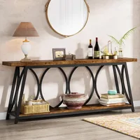 70.9 inch Extra Long Console Table,  Industrial Sofa Table Behind Couch with 2 Tier Storage Shelf ,  Narrow Entryway 1