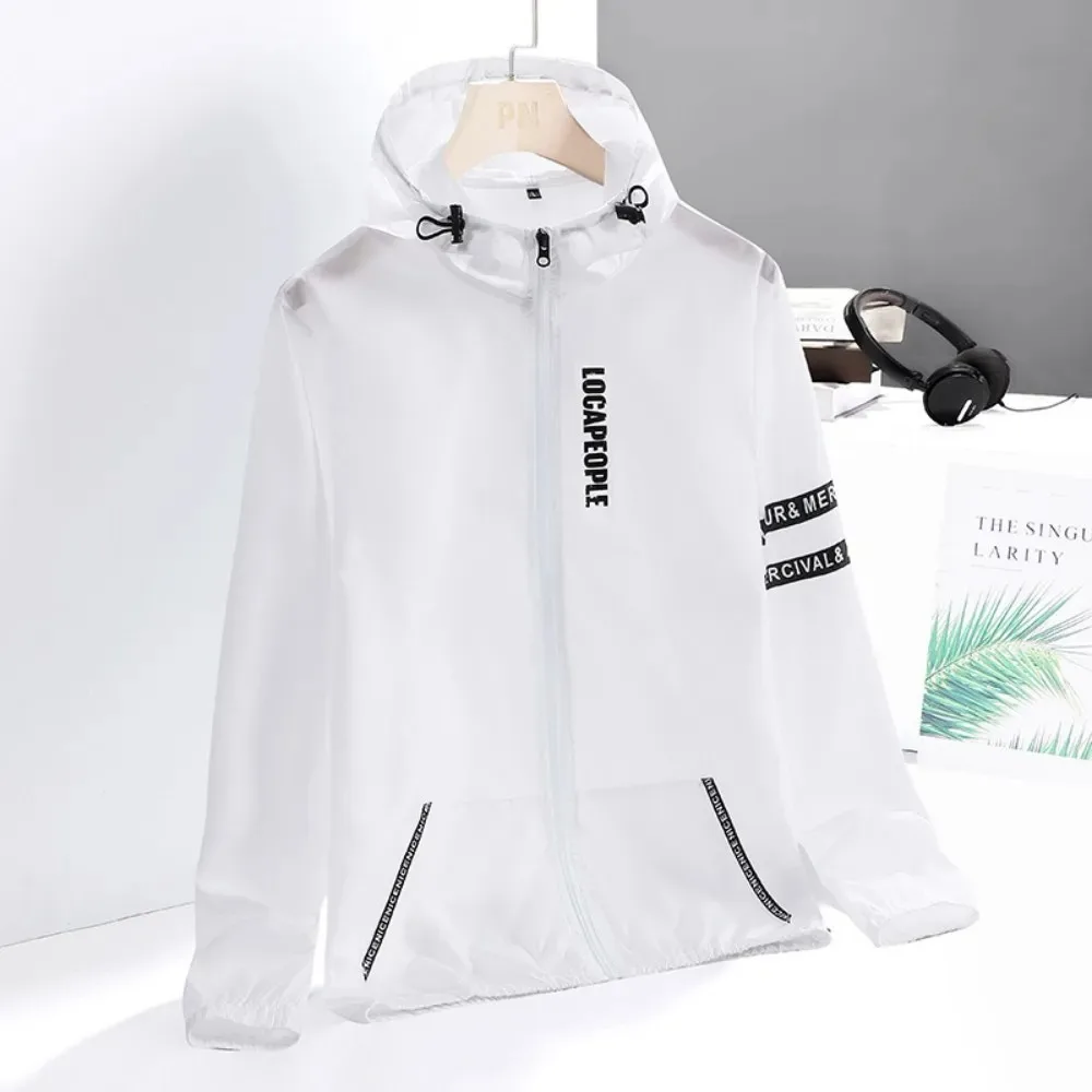 여름 자외선 차단 재킷 남성용 UPF 50+ 피부 보호용 윈드브레이커 UV 차단 통기성 편안함 속건성 자전거 야외복