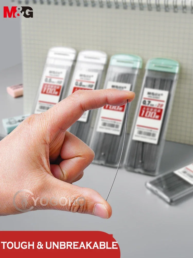 M&G 100Pcs Pencil Leads 2B/HB 0.5mm 0.7mm Graphite Lead Mechanical Pencil Refill Plastic Automatic replace Pencil Lead 5