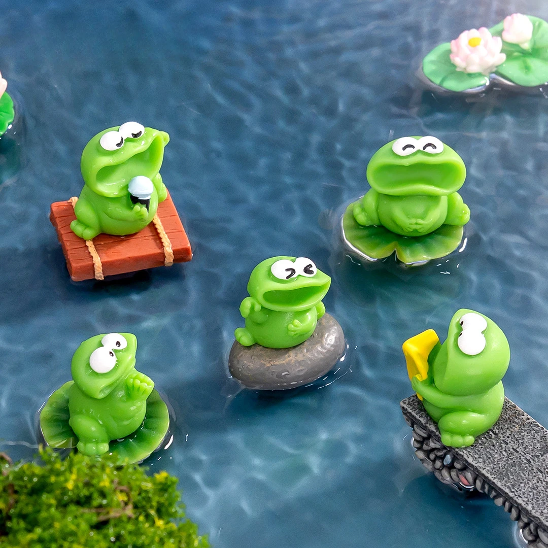 

20/10/5pcs Figurines Miniatures Cute Cartoon Resin Big Mouth Chorus Frog Micro Landscape Ornaments Mini Bonsai Garden Home Decor
