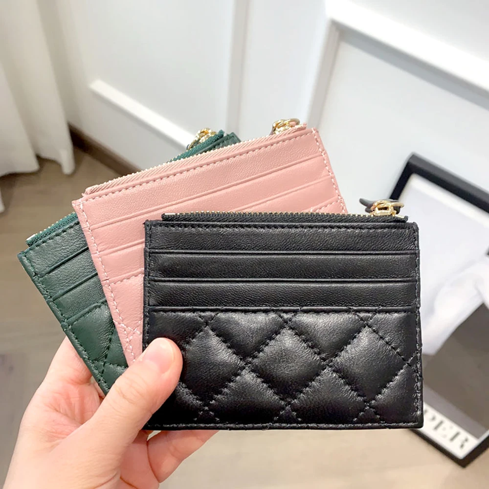 100% Real Leather Zip Card Wallet Custom Initials Luxury Women