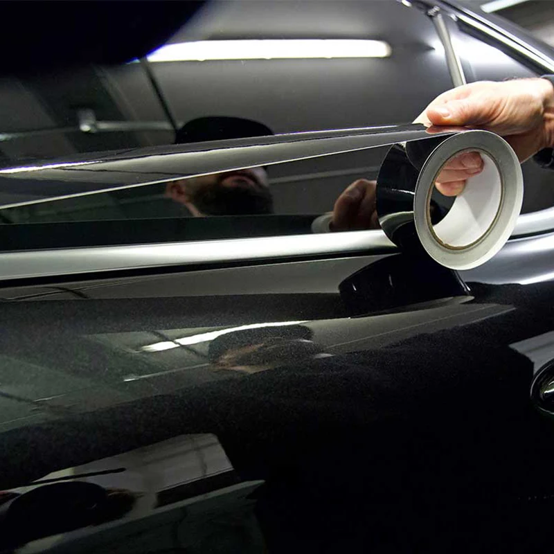 Glossy Black Vinyl Wrap Film Tape Stripes 3/5/7/10CM For Car Hood Roof Decal Pillar Chrome Delete Blackout Window Trim Film
