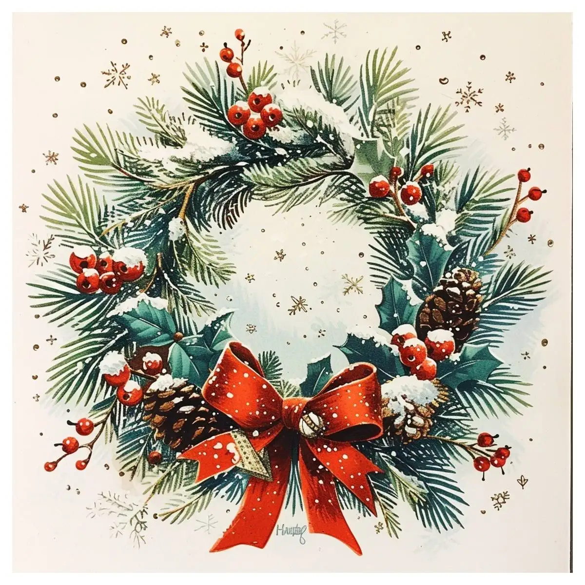 Weihnachtskranz 40X40CM/15,74 Zoll Kreuzstich-Set DIY 11CT/14CT Stickerei und Kreativität Hobby-Stickset