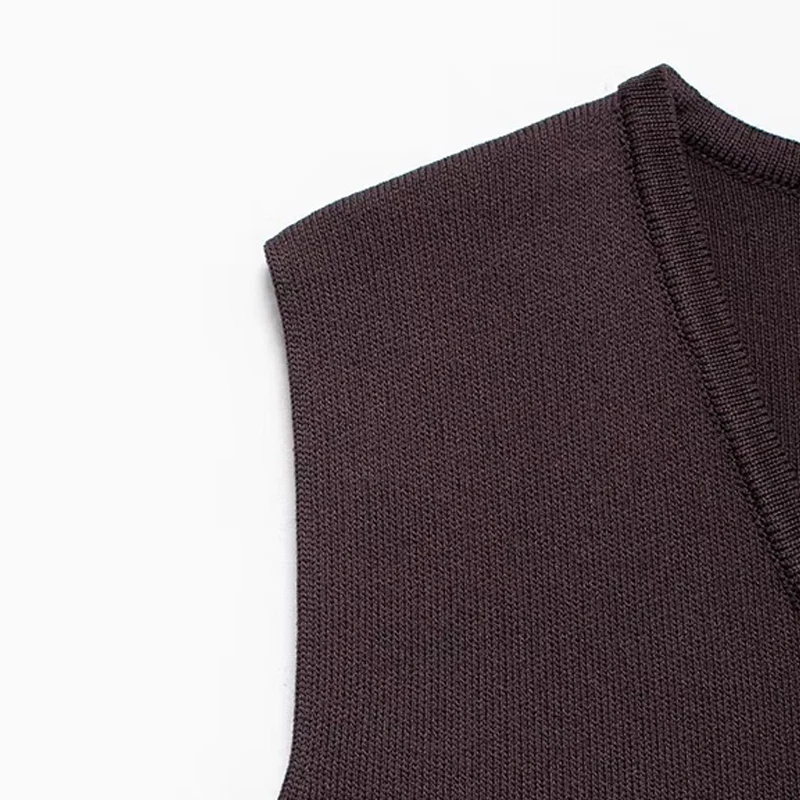 Fashion Single Breasted Knitted Vest Top Women Wine Red V-Neck Sleeveless Sweater Tank Female Autumn Chic Lady Knitwear New