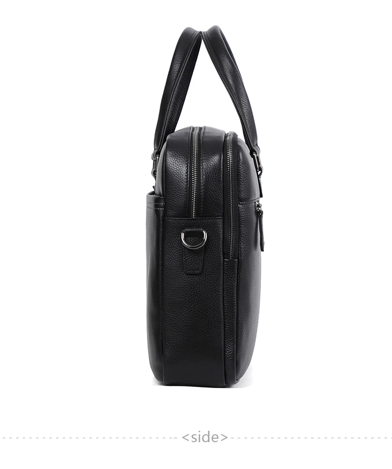 Double Zipper Men Bags Genuine Leather Men Briefcase Bag Business Leather Laptop Bag Shoulder Fashion Office Male Handbag Large