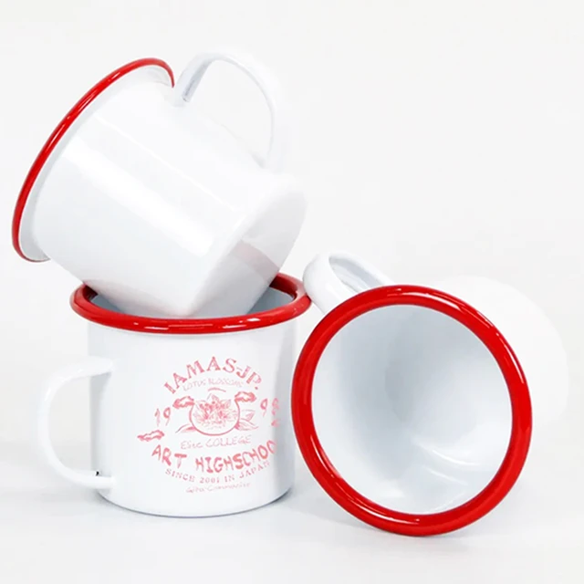 24pcs 12oz Sublimation Blank White Enamel Mug with Colorful Rim Transfer  Printing Milk Coffee Mug Cup Tumbler for Bulk Wholesale - AliExpress
