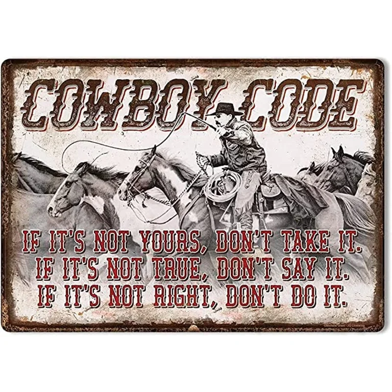 

Vintage Halloween Tin Sign Cowboy Code Farm Parlor Home Outdoor Indoor Wall Decor Poster Painting Horse Retro Poster